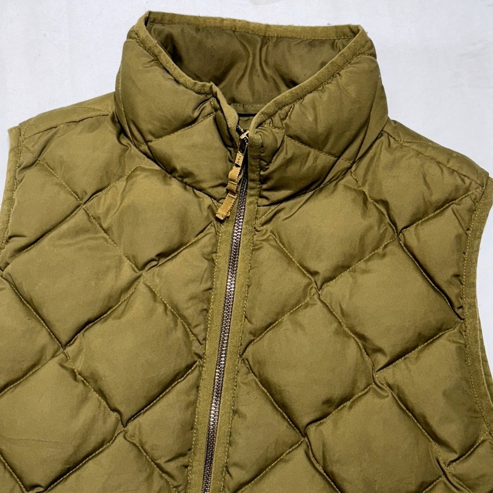 J.Crew Quilted Down Vest Women M Olive Green B0109 Excursion Puffer Gorpcore
